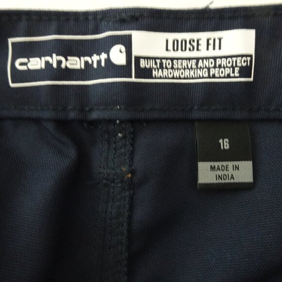 Carhartt Loose Fit Shorts Women's Size 16 Blue Canvas Rugged Work Uniform - Picture 10 of 12